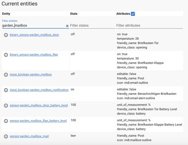 Mailbox sensors in Home Assistant